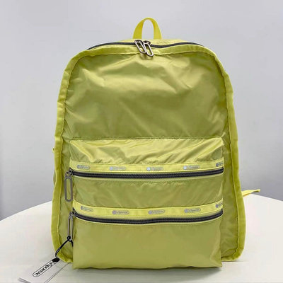 小Z代購#Lesportsac 2296 黃綠色 Functional Backpack 大型拉鏈雙肩後背包