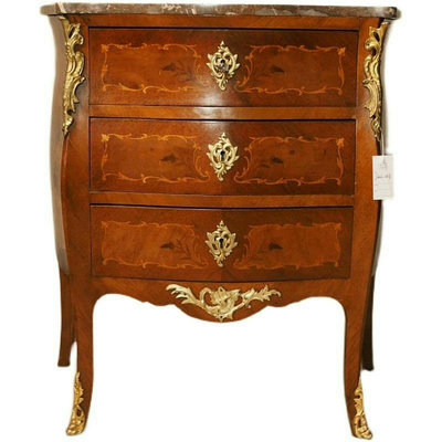 法國路易十五古董玄關柜柜子 大理石桌面實木花紋鑲嵌黃銅邊角