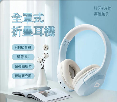 【Live168市集】POLYWELL 全罩式藍牙耳機 內建麥克風 Type-C充電 音樂控制鍵 可接音源線