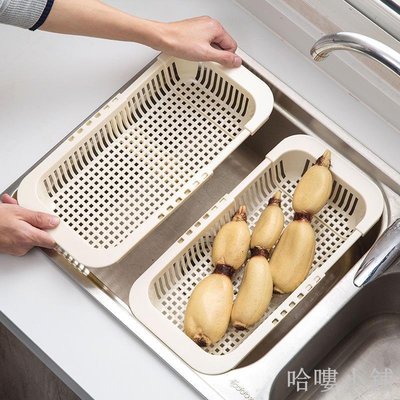 哈嘍小鋪 水槽伸縮瀝水架廚房塑料放碗筷收納盒水池蔬菜瀝水架子碗架置物架