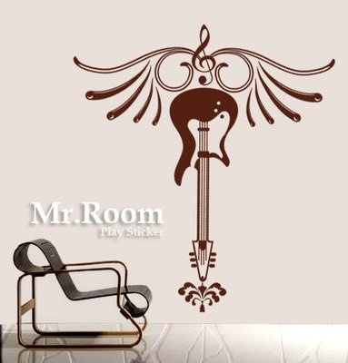 ☆ Mr.Room 空間先生創意 壁貼 音樂 翅膀電吉他(MS009) 窗貼 高品質 卡典西德 無白邊壁貼