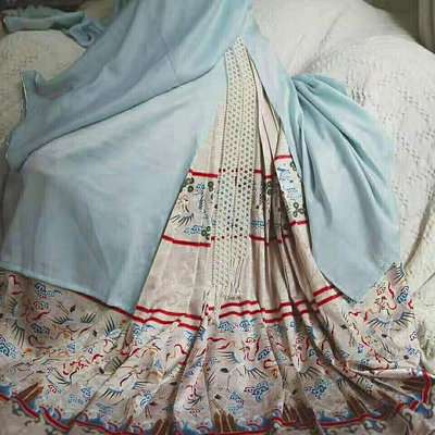 編織復古人工珍珠鏈流蘇圍巾漢服女款裝飾項鏈飄帶