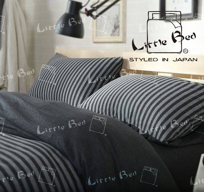 【Little Bed 小床】棉T素材／萊卡彈性棉／極簡黑系【42A25】雙人加大床包(6*6.2)四件組