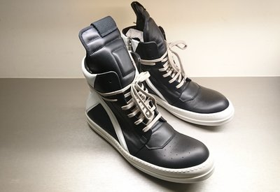 [全新真品代購] RICK OWENS 經典款 黑白皮革 休閒鞋 / 高筒 運動鞋 GeoBasket (RO)