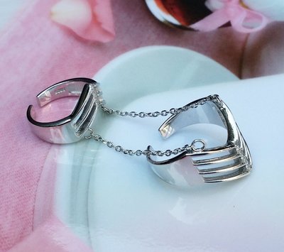 嗨寶貝銀飾珠寶飾品*925純銀 寶石飾品☆新款 特殊造形 雙戴戒指 開口純銀戒指 情人節禮物