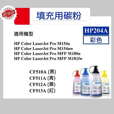 【高球數位】填充用碳粉 hp laserjet pro M154nw M181fw 碳粉匣 HP 204A CF510A