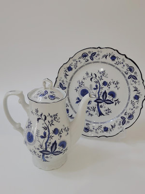 日本回流 sone china 青花藍洋蔥紋飾 咖啡壺 茶壺22592