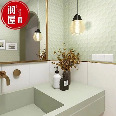 法式牛油果綠魚骨紋衛生間墻磚300X600廚房浴室瓷磚柔光*特價優惠