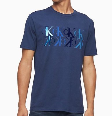 【美麗小舖】全新真品 Calvin Klein CK 深藍色 男 T恤 短袖 短T-Shirt 素T 圓領~C41013