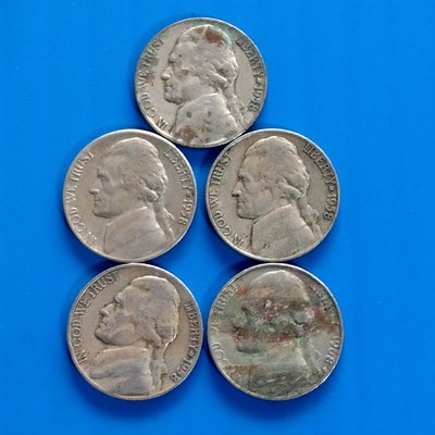 【大三元】美國錢幣- FIVE CENTS -5分1958年~5枚1標