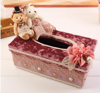 日本進口  花朵小花  布藝  紫色  小熊熊 歐式  蕾絲 民宿客廳面紙盒紙巾盒衛生紙盒送禮物禮品