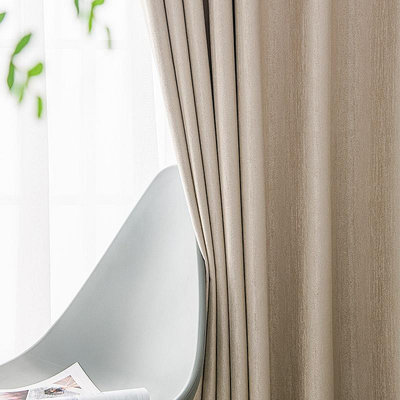 遮光窗簾 高精密窗簾遮光2021年新款客廳成品高檔大氣奶茶色現代簡約輕奢布
