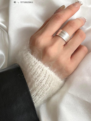 戒指ins小眾設計感食指戒指多層絲線纏繞戒指女款個性時尚925純銀指環對戒