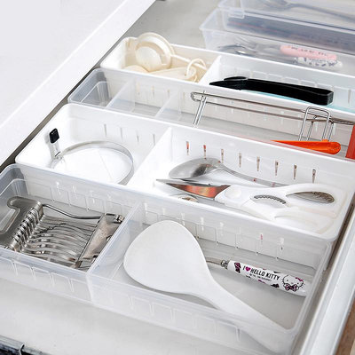 日本廚房抽屜收納盒塑料抽屜分隔盒整理櫥櫃餐具分格抽屜隔板透明