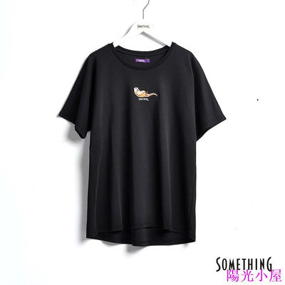 SOMETHING 動物LOGO趣味短袖T恤(黑色)-女款 動物t恤-陽光小屋