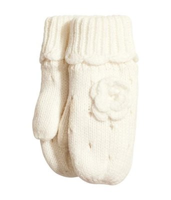 [[W&R]] ((0-24m)) 正品瑞典 H&M 保暖花朵針織手套 2-6m 現貨(尺碼偏大, 約一歲可戴)