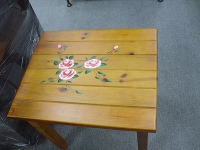 美生活館--全新鄉村實木彩繪風格---彩繪玫瑰茶几/花台/邊桌/兒童寫字桌