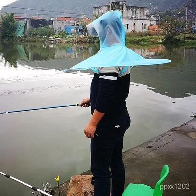 【凡凡】👏 好物熱賣🔥男士成人頭戴飛碟雨衣大人雨傘帽垂釣裝備雨具鬥篷式折疊釣魚傘帽