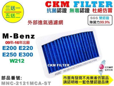 【CKM】賓士 W212 E200 E220 E250 E300 PM2.5 除菌 抗菌 無毒認證 鼓風機濾網 冷氣濾網