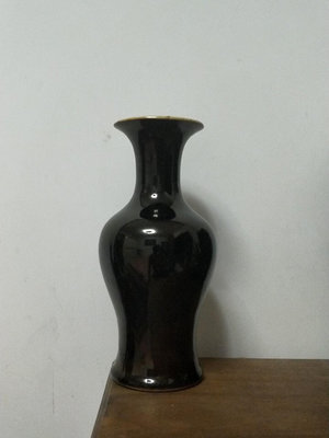 【二手】匯雅精舍舊藏 清代烏金釉觀音瓶，高21.3CM，這件東西原本 古董 瓷器 舊貨 【華品天下】-775