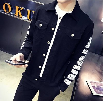 FINDSENSE Z1 韓國 時尚 潮 男 多色選 衣袖字母印 鈕扣小外套 夾克