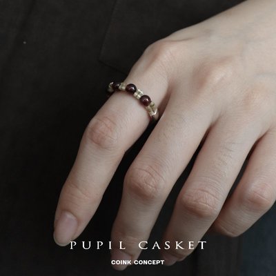 Py輕奢ACC PUPIL CASKET MO系列 虛實串珠戒指 925純銀原創小眾設計質感