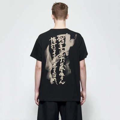 【熱賣精選】山本耀司Yohji Yamamoto 短袖T恤 水彩潑墨文字 日系圓領寬松上衣