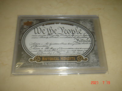 美國職棒 歷史事件 U.S. Constitution Signed 美國憲法簽署 2009 UD #172 球員卡