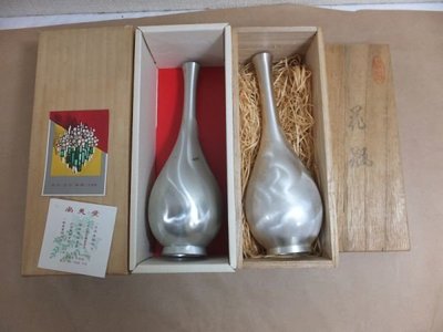 【日本古漾】162001日本 尚美堂 錫製花瓶 花びん 一輪挿 兩個一組 保管品