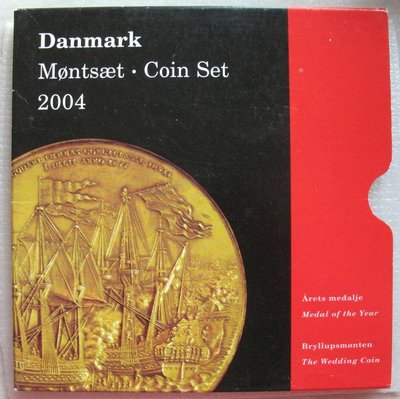丹麥2004年MS普制銅鎳套幣含女王結婚20克朗紀念幣原廠包裝 免運