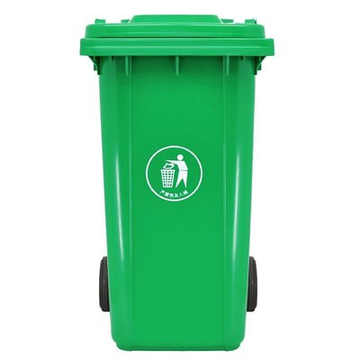 【熱賣下殺】戶綠色塑料垃圾桶大號100L升帶輪帶蓋塑料環衛小區垃圾箱桶