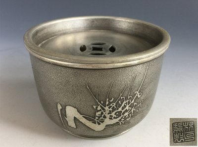 【松果坊】日本煎茶道具『林克瑞』製 松竹梅紋 錫建水 茶灑 水方s160b