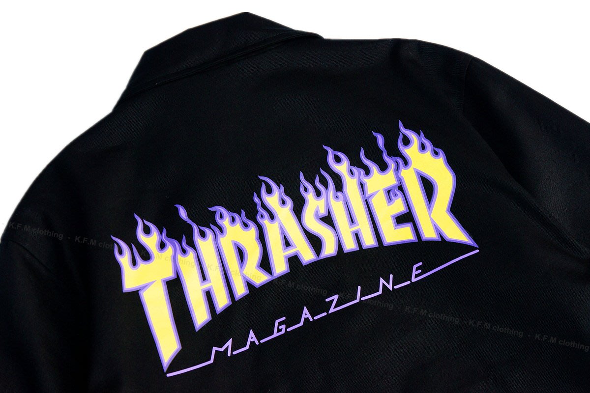 K.F.M 】THRASHER NEON GREEN FLAME COACH JACKET 日本限定教練