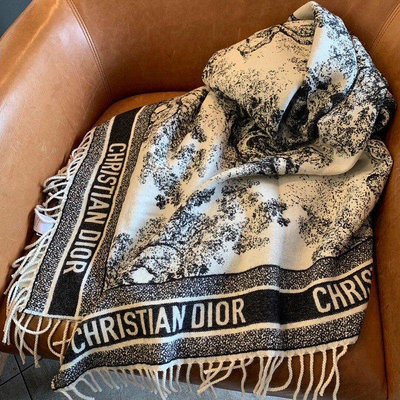 Dior迪奧 20秋冬新款圍巾 經典山水動物印花圖案羊絨披肩