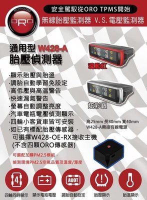 2021新發表 全新【ORO TPMS】W428-A（安裝方便點菸器接電）W428A 自動定位 (含發射器) 胎壓偵測器