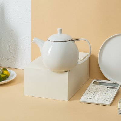 美國FORLIFE進口優美線條陶瓷茶壺 帶濾網家用澳洲總理同款茶壺