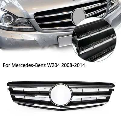 現貨Benz C Class W204 C300 C350 2008-2014 LED 黑色帶銀邊水箱護罩-極限超快感