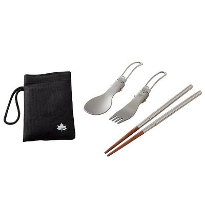 【LOGOS】LG81285039 鋁合金叉匙筷子組 (附袋) 叉子湯匙筷子 餐具組叉匙組野餐露營登山