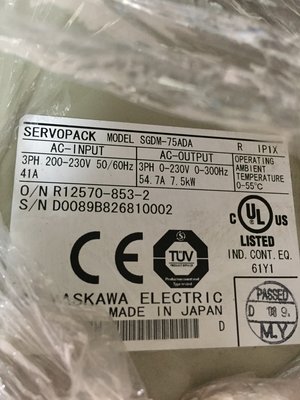 安川 YASKAWA 伺服驅動器 SERVOPACK SGDM-75ADA 日本無盒新品 現貨