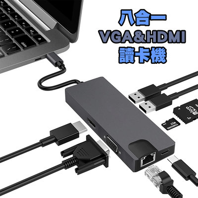 【貝占】VGA 轉接器 TYPE-C 轉 USB 擴充 PD MacBook 讀卡機 HUB  拓展塢 擴展塢