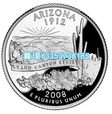 全新美國25分硬幣 50州紀念幣 2008年D版亞利桑那州 24.3mm 紙幣 錢幣 紀念幣【古幣之緣】1050