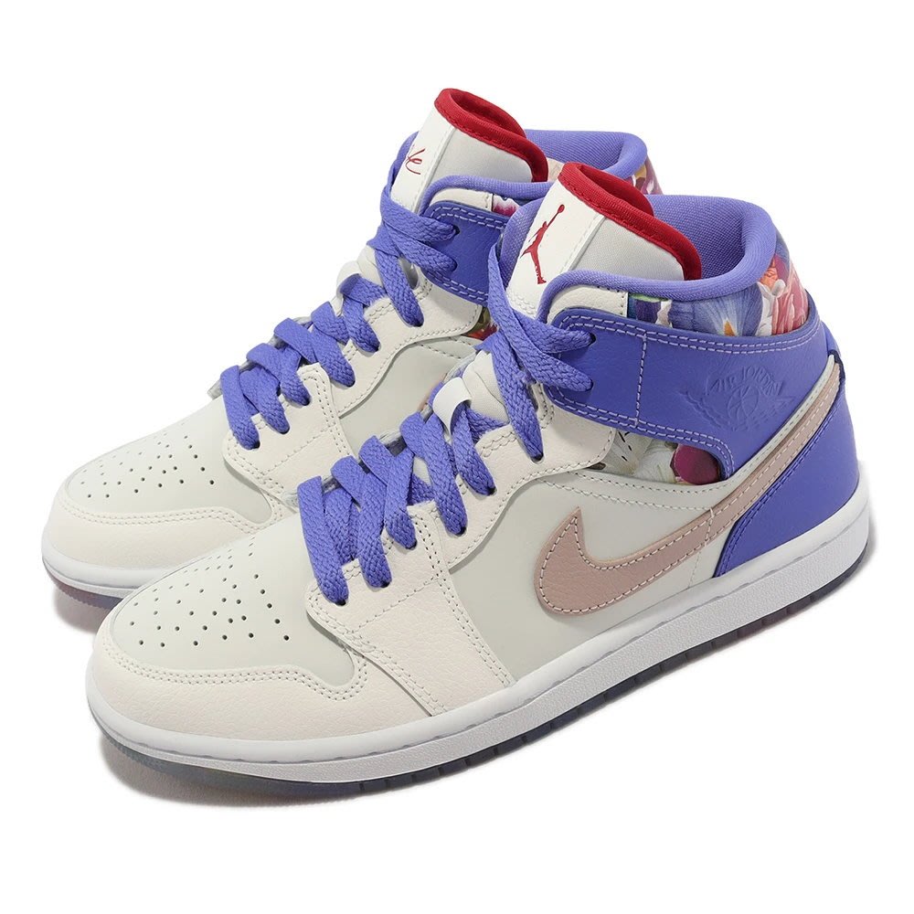 CodE= NIKE W AIR JORDAN 1 MID SE 荔枝皮革籃球鞋(白紫) FD4331-121 