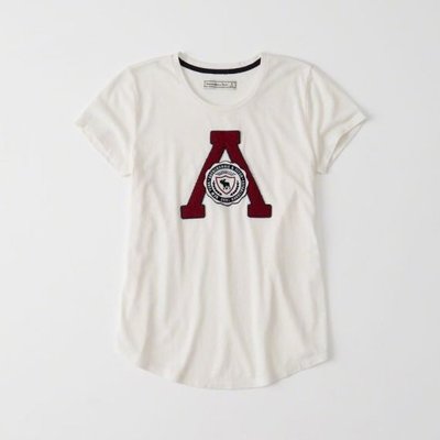 美國百分百【Abercrombie & Fitch】T恤 AF 短袖 T-shirt 短T 麋鹿 女 白色 H646