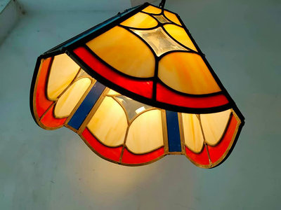 傘型 鑲嵌 藝術玻璃 吊燈  . 完整 E 27 . 33 / 33 / 高約 29.5