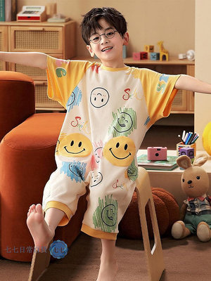 純棉連體男童睡衣夏季防踢被睡袋寬松兒童割包皮術后專用衣服