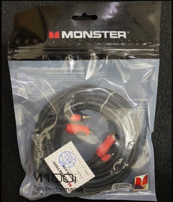 現貨全新品美國Monster Cable M100I怪獸5米無氧銅發燒線雙RCA音頻線信號線訊號線