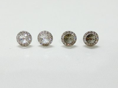 泰國銀飾－925純銀－白色/晶銀色水晶鑽純銀耳環－耳針式耳環【QQ小咪】