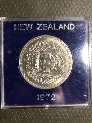 英國1972年新西蘭克朗幣紀念幣.1克朗.新西蘭頭像硬幣 帶