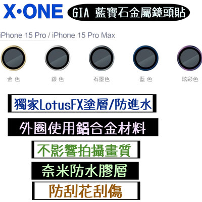 【X·ONE藍寶石金屬鏡頭貼】適用於 Apple for iPhone 15Pro系列 三眼 鏡頭保護貼 藍寶石鏡頭環