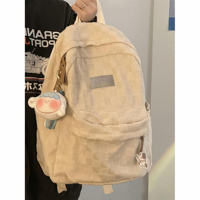 韓版可愛學校背包 學生後背包電腦包格子女背包旅行背包